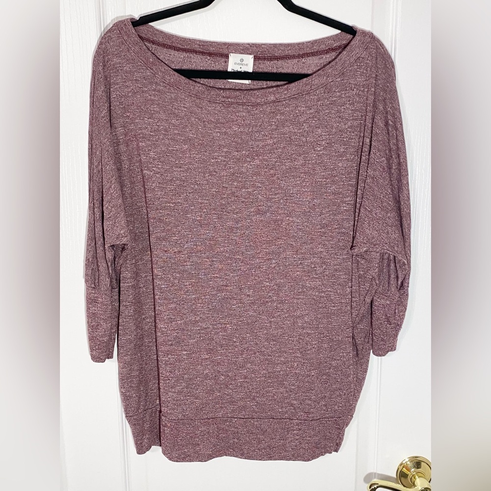 NEW Y2K Evereve for Michael Stars 3/4 Dolman Sleeve Knit Top Heather Burgundy S